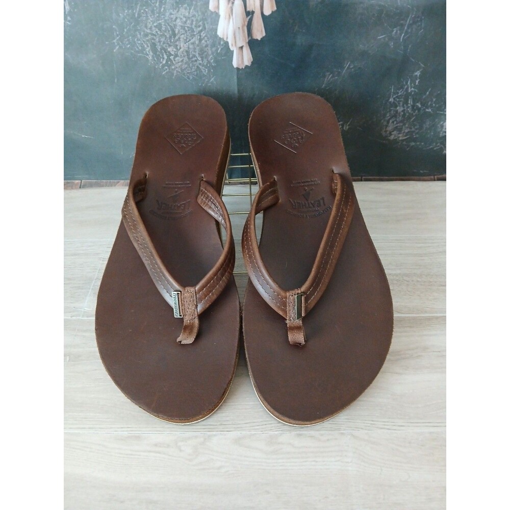 Free Waters Open Country Flip Flop Shoes Womens SZ 10.5 Brown Leather New